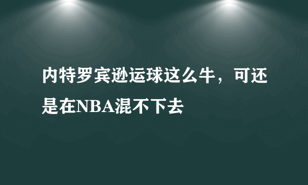 内特罗宾逊运球这么牛，可还是在NBA混不下去