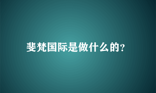 斐梵国际是做什么的？