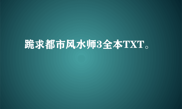 跪求都市风水师3全本TXT。