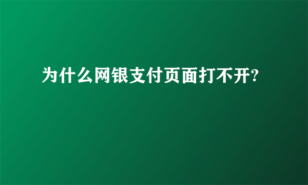 为什么网银支付页面打不开?