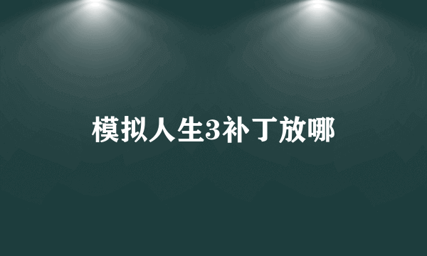 模拟人生3补丁放哪