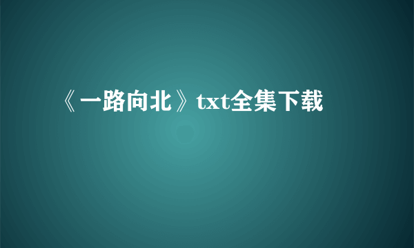 《一路向北》txt全集下载