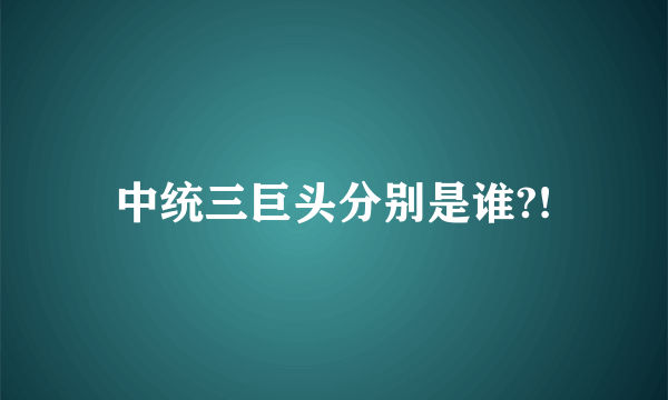 中统三巨头分别是谁?!