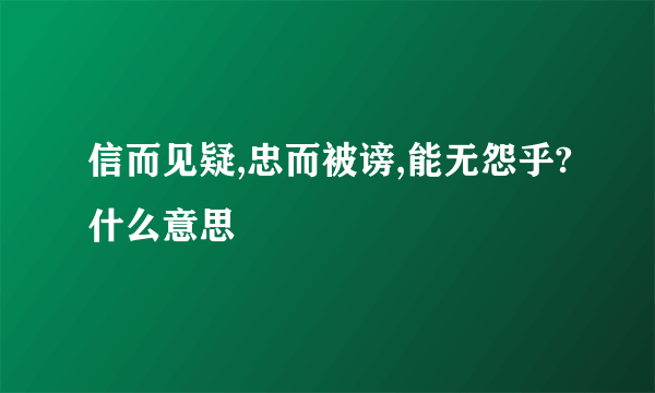 信而见疑,忠而被谤,能无怨乎?什么意思