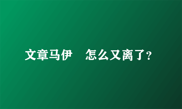 文章马伊琍怎么又离了？