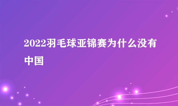 2022羽毛球亚锦赛为什么没有中国