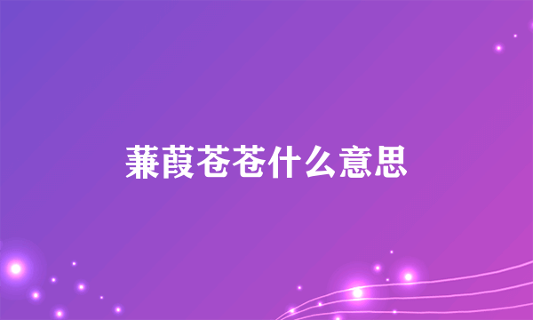 蒹葭苍苍什么意思