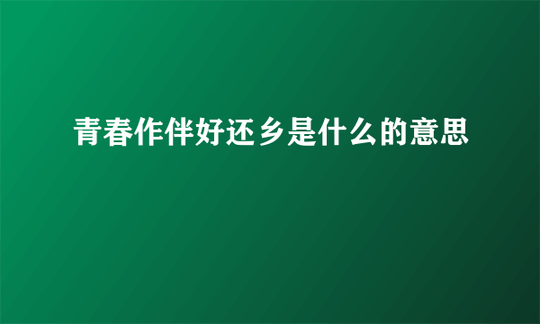 青春作伴好还乡是什么的意思