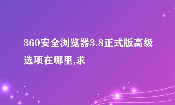 360安全浏览器3.8正式版高级选项在哪里,求