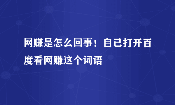 网赚是怎么回事！自己打开百度看网赚这个词语