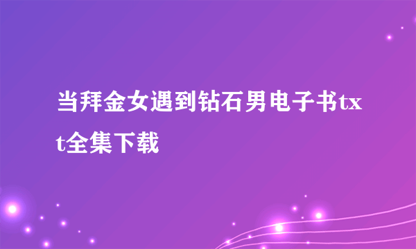 当拜金女遇到钻石男电子书txt全集下载