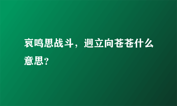 哀鸣思战斗，迥立向苍苍什么意思？