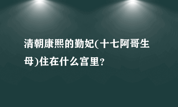 清朝康熙的勤妃(十七阿哥生母)住在什么宫里？