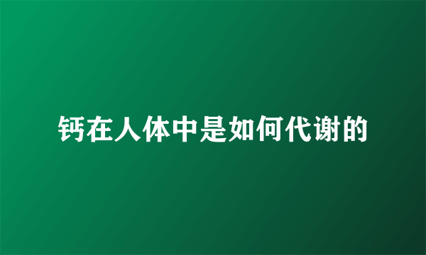 钙在人体中是如何代谢的