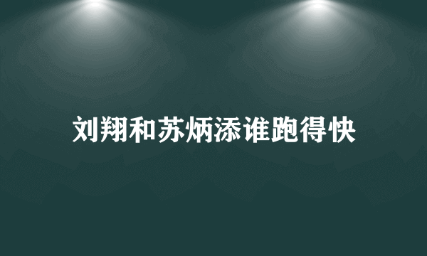 刘翔和苏炳添谁跑得快