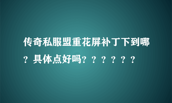 传奇私服盟重花屏补丁下到哪？具体点好吗？？？？？？