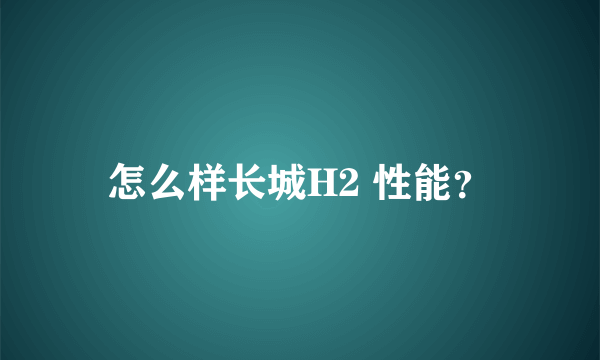 怎么样长城H2 性能？