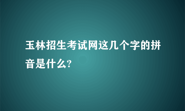 玉林招生考试网这几个字的拼音是什么?