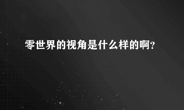 零世界的视角是什么样的啊？