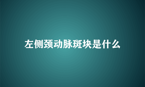 左侧颈动脉斑块是什么