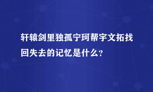 轩辕剑里独孤宁珂帮宇文拓找回失去的记忆是什么？