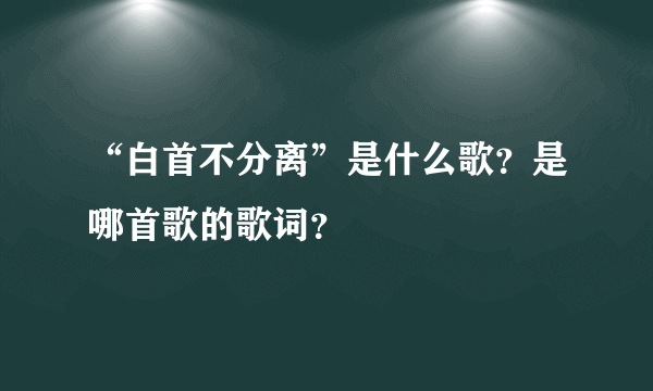 “白首不分离”是什么歌？是哪首歌的歌词？