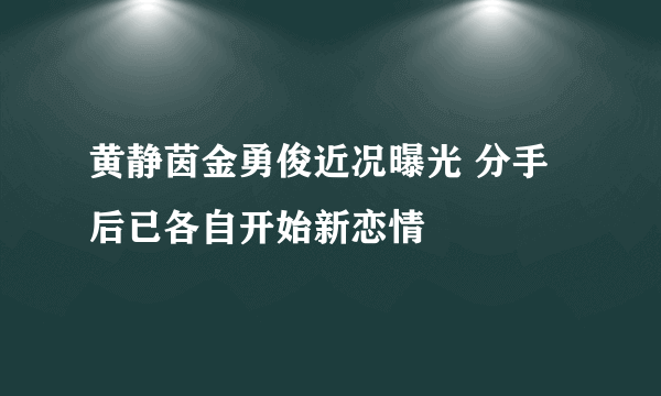 黄静茵金勇俊近况曝光 分手后已各自开始新恋情