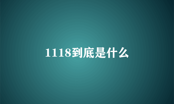 1118到底是什么