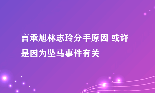 言承旭林志玲分手原因 或许是因为坠马事件有关