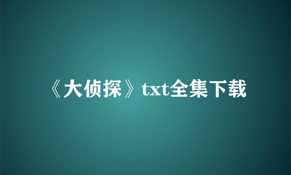 《大侦探》txt全集下载