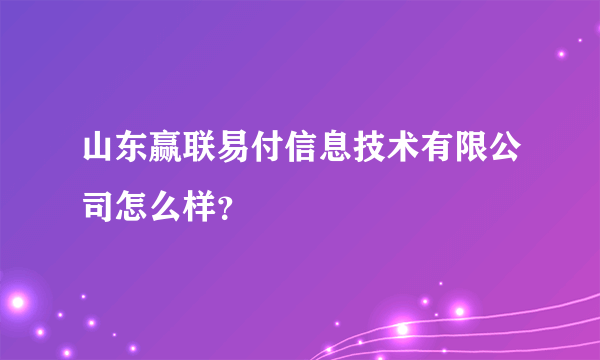 山东赢联易付信息技术有限公司怎么样？