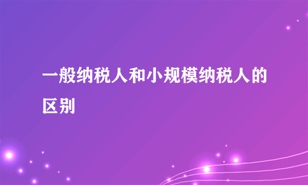 一般纳税人和小规模纳税人的区别