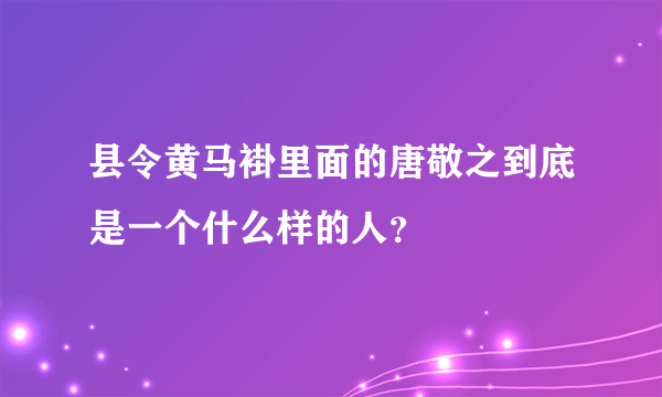 县令黄马褂里面的唐敬之到底是一个什么样的人？