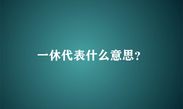 一休代表什么意思？