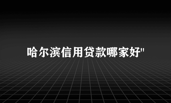 哈尔滨信用贷款哪家好