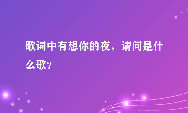 歌词中有想你的夜，请问是什么歌？