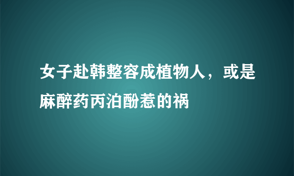 女子赴韩整容成植物人，或是麻醉药丙泊酚惹的祸