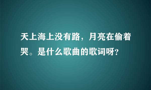 天上海上没有路，月亮在偷着哭。是什么歌曲的歌词呀？