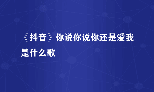 《抖音》你说你说你还是爱我是什么歌