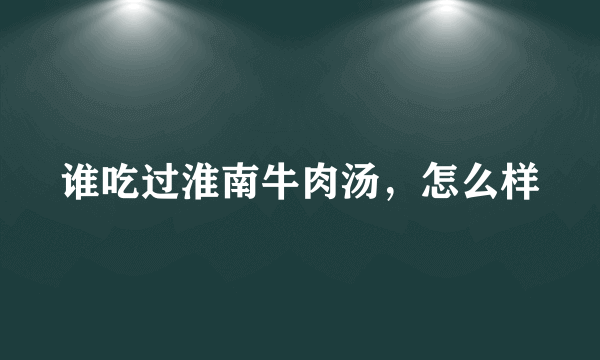 谁吃过淮南牛肉汤，怎么样