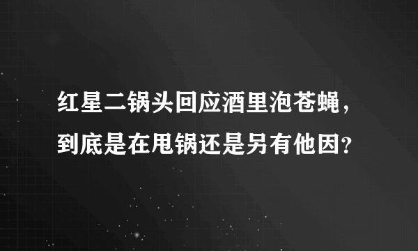 红星二锅头回应酒里泡苍蝇，到底是在甩锅还是另有他因？