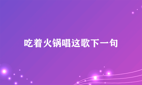 吃着火锅唱这歌下一句