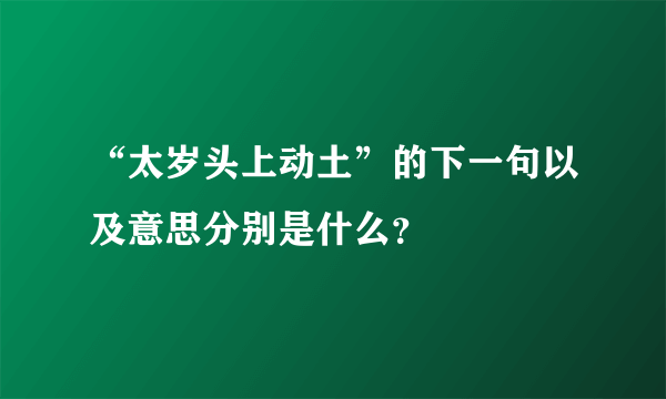 “太岁头上动土”的下一句以及意思分别是什么？