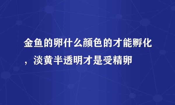 金鱼的卵什么颜色的才能孵化，淡黄半透明才是受精卵