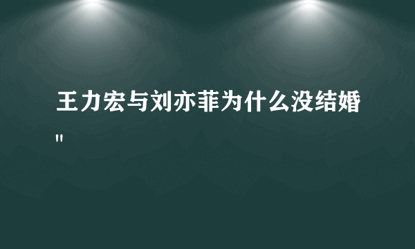 王力宏与刘亦菲为什么没结婚