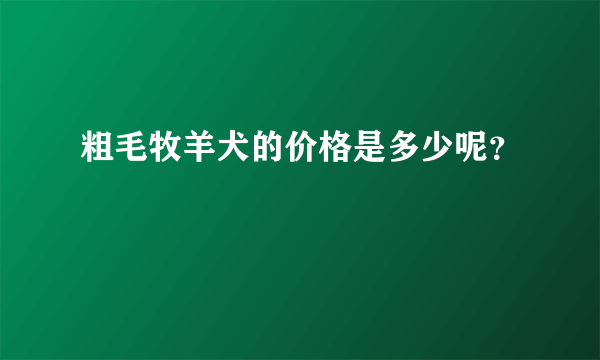 粗毛牧羊犬的价格是多少呢？