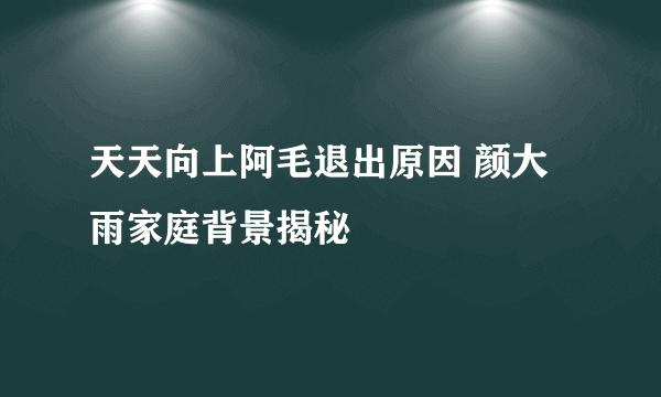 天天向上阿毛退出原因 颜大雨家庭背景揭秘