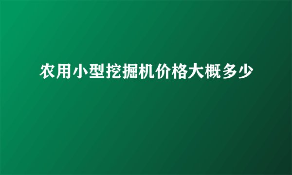 农用小型挖掘机价格大概多少