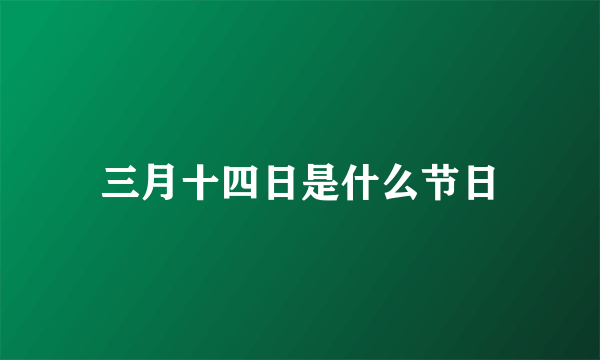 三月十四日是什么节日