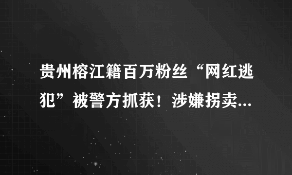 贵州榕江籍百万粉丝“网红逃犯”被警方抓获！涉嫌拐卖未成年人, 你怎么看？